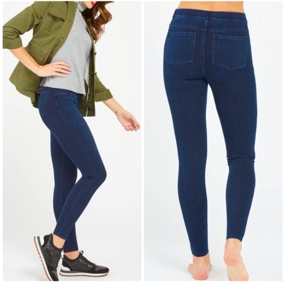 Spanx high rise Jean leggings dark wash Small